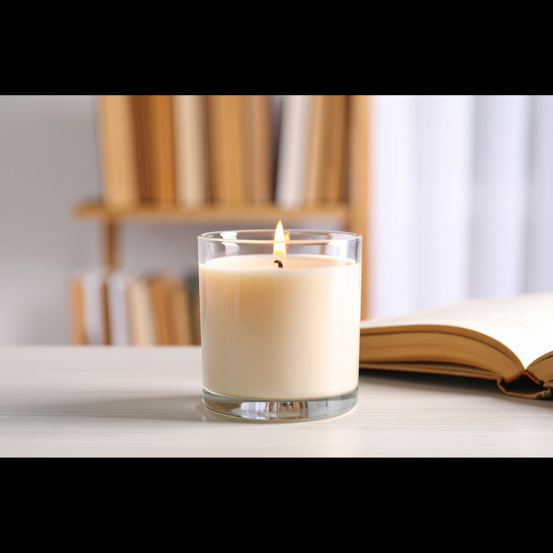 Bote de Cristal para Velas - Transparente / Tapa de Bambú