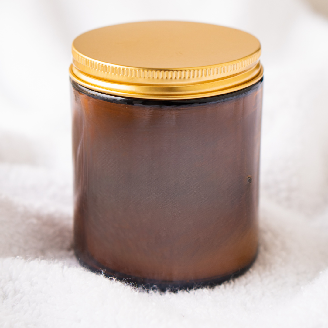 Bote de cristal para velas - Ambar / Opcion Tapa Negra o Dorada