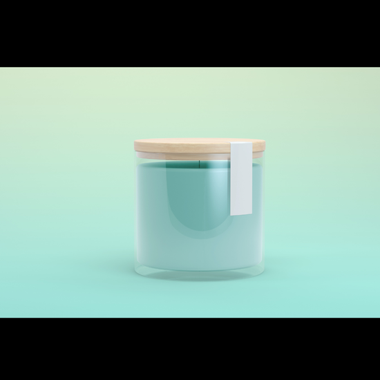 Bote de Cristal para Velas - Transparente / Tapa de Bambú