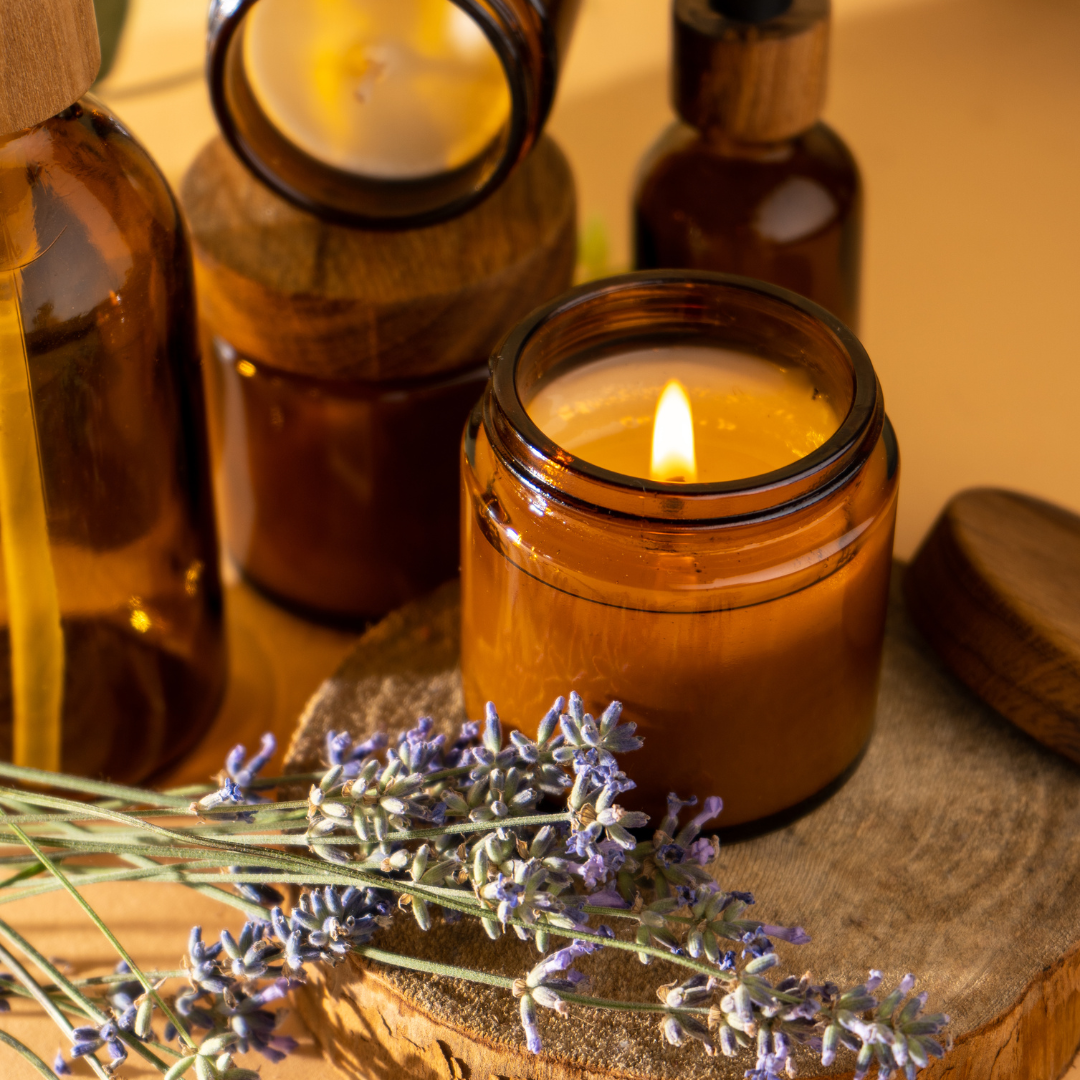 Bote de cristal para velas - Ambar / Opcion Tapa Negra o Dorada